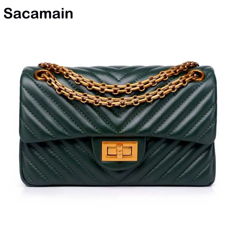 

Hot Classical V Style Flap Chain Bag Crossbody Messenger Shoulder Bags Famous Designer Fashion Ladies obag Genuine Leather Sheep