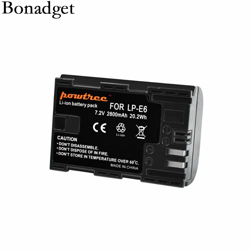 Bonadget для Canon LP-E6 Батарея 7,2 V 2800 мА/ч, Перезаряжаемые Камера Батарея Замена LP E6 LPE6 5D 6D 7D 60D 60Da 70D 80D DSLR