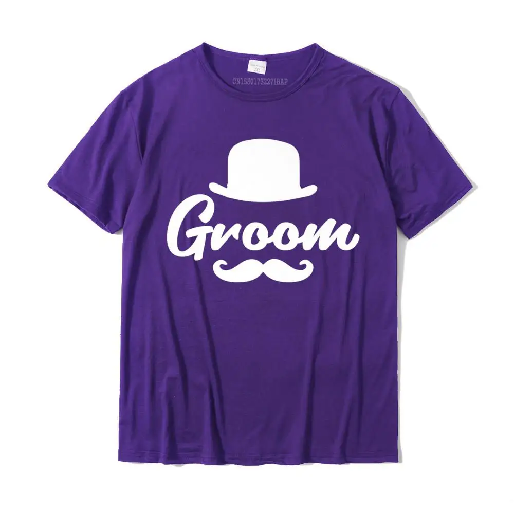 Fitness Tight Simple Style Geek Short Sleeve Summer Tees Funny Crew Neck 100% Cotton Fabric Clothing Shirt Men's T Shirts Wedding Shirt Groom Tees Bowler Hat Mustache Men Fiance Gift Premium T-Shirt__MZ14510 purple