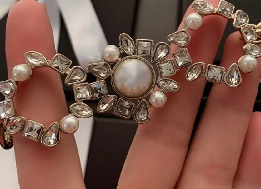 Элегантный Кристальный жемчуг цветок браслет золотой цвет геометрический круг цепь браслет желтый латунь ювелирные изделия CZ цветок жемчуг браслет