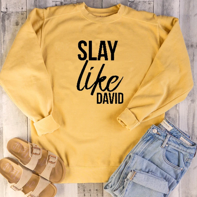 Slay Like David свитшоты христианская Эстетическая фестиваль Женская одежда Иисуса уличная Забавный пуловер вера Джемперы Прямая поставка