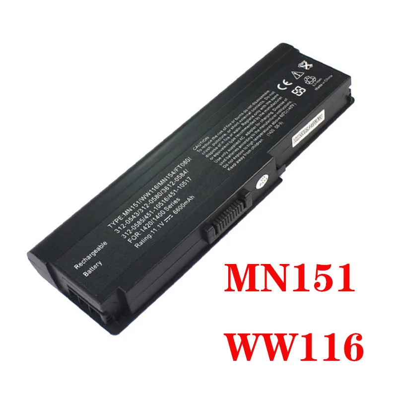 9 ячеек Батарея для DELL Inspiron 1420 V1400 для Vostro 1400 WW118 WW116 NR433 MN151 FT095 FT080 KX117 312-0543 ноутбук Батарея