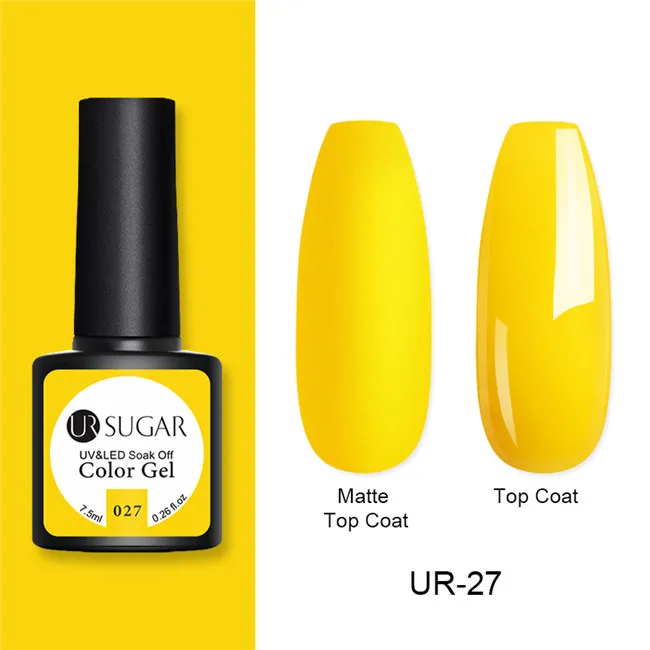 Ur Sugar 7,5 мл матовое верхнее покрытие замочить от УФ светодиодный Гель-лак для нейл-арта матовый эффект маникюр Дизайн ногтей гель лак - Цвет: UR-27