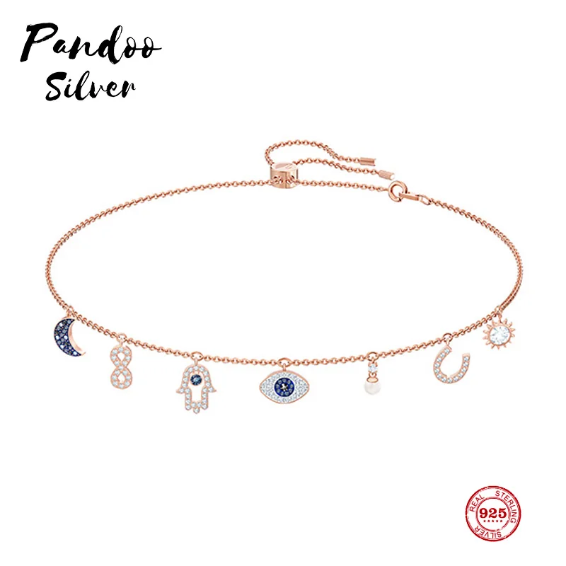

PANDOO Fashion Charm Pure 925 Silver Original 1:1 Copy, Bohemian Eye-catching Fashion Necklace Female Luxury Jewelry Gifts