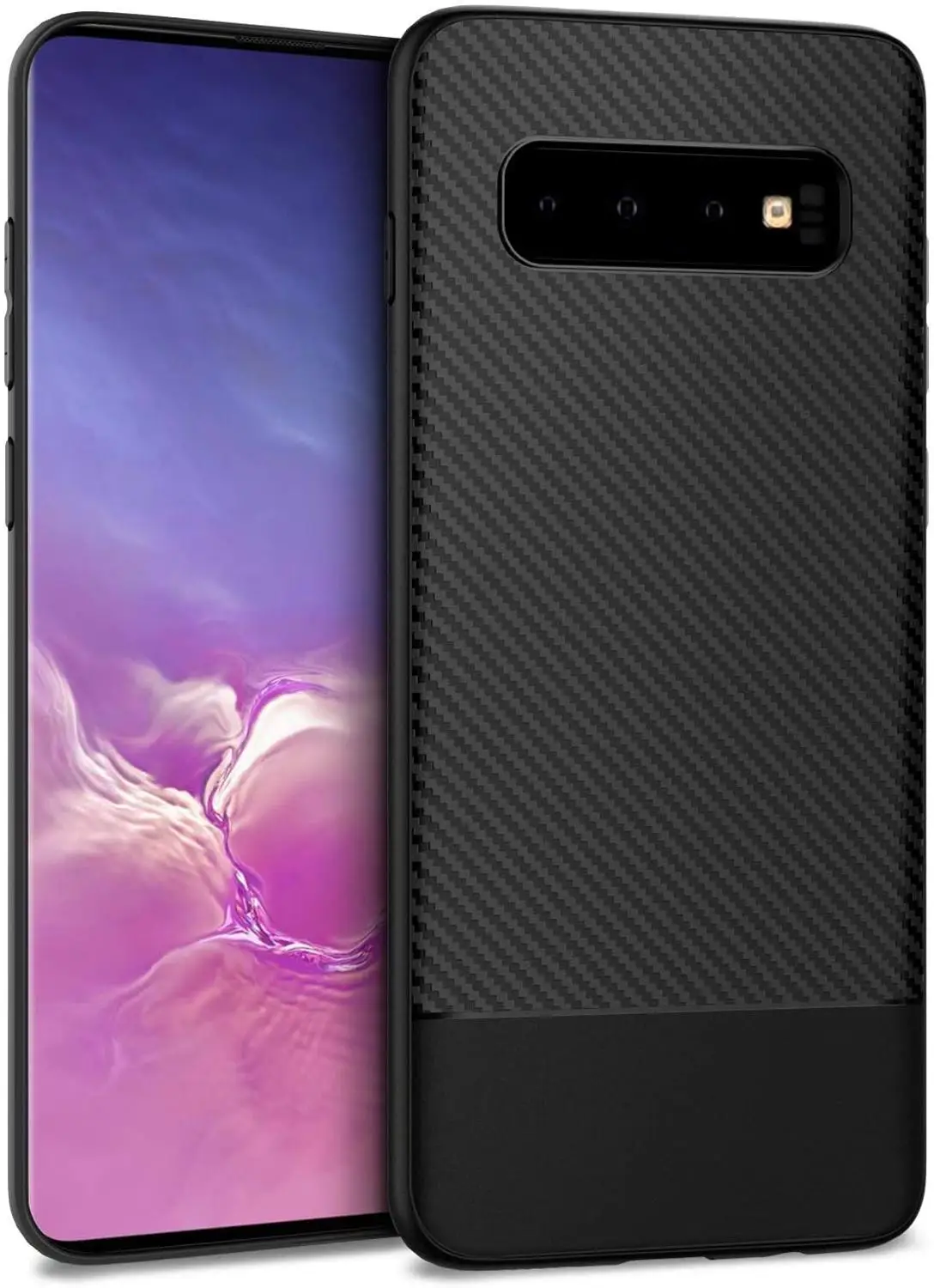 EasyAcc Slim Case for Samsung Galaxy S10 Plus Can Wireless Charging Matte Black Phone Cases Premium TPU Carbon Fiber Surface | Мобильные