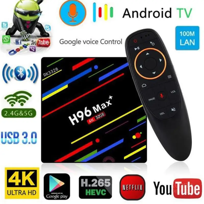 H96 max+ RK3328 Smart tv Box Android 9,0 4 ГБ 32 ГБ 64 Гб медиаплеер 4K Wifi BT4.0 телеприставка Netflix Youtube Facebook 2GB16GB