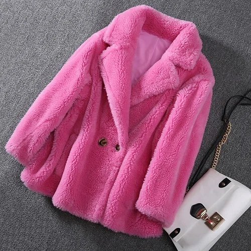PUDI T18004 женские зимние теплые натуральная шерсть мех Короткая куртка жилет пальто для девочек Женская куртка пальто - Цвет: pink