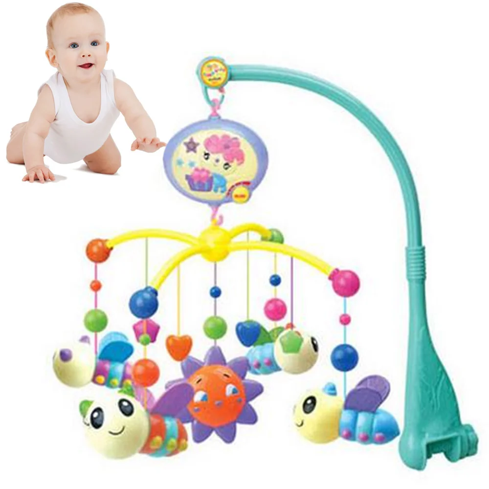 

Cartoon Bees Style Baby Bed Crib Hanging Bell Toy 360-degree Rotatable Musical Box Music Mobile Hanging Rattle Bell Random Color
