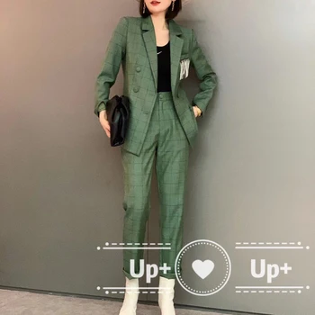 

Autumn New Style V-Neck Lattice Chain Long-Sleeved Suit Jacket Slim Temperament Long Style Women'S Suit High-Quality Fashion