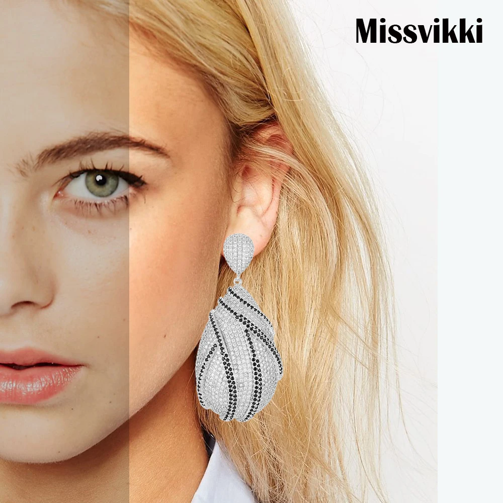 Женские серьги-подвески missvikki Роскошные Блестящие Свадебные серьги с кубическим