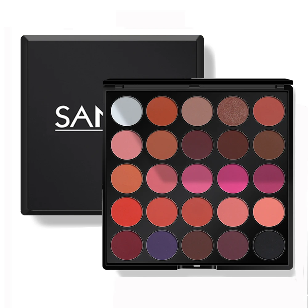 SANIYE 25 Colors Waterproof Matte Eye Shadow with Blusher Pro Cosmetic Palette Red Eyeshadow Sombras De Ojos Profesional 25C