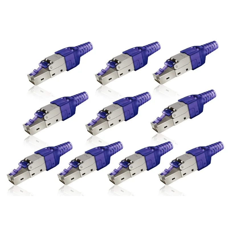 Ethernet Network Plug 10pcs Tool-Free Shielded RJ45 Cat 7/Cat6A