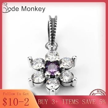 

CODEDOG Clear Zircon Flower Charms Beads Fit Original Bracelet 100% Real 925 Sterling Silver Pendant Jewelry CMS026