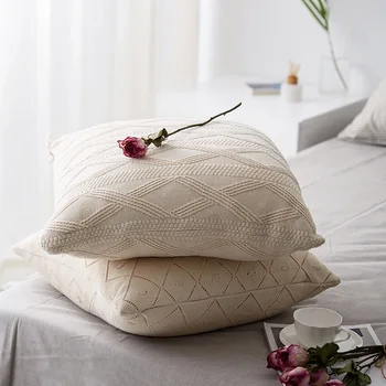 

Solid Color Sofa Cushion Cover Knitted Pillowcase Home Decoration Decorative Sofa Cover Pillows Pillow 50x50cm For Square Soft