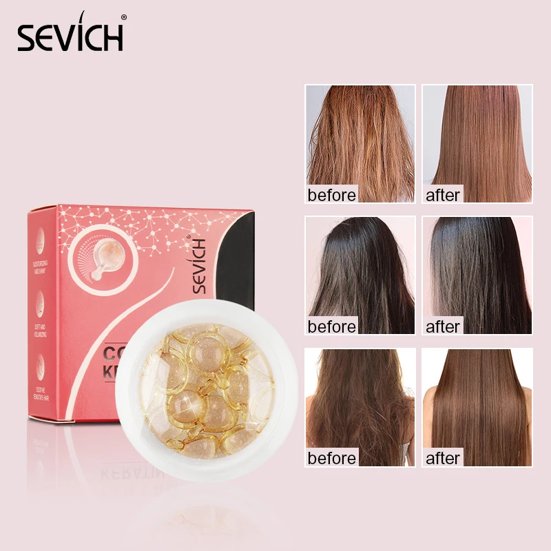 

Sevich Keratin Hair Vitamin Capsule Complex Oil Smooth Silky Hair Care Serum Moroccan Essential Oil Repair Damaged Hair Mask