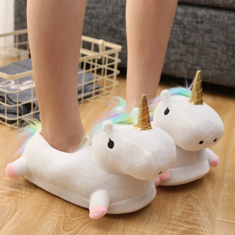 Women Fur Slippers Winter Unicorn Slipper Adult Soft Home Slipper Keep Warm Indoor Slippers Women Cozy Home Shoes for Girls