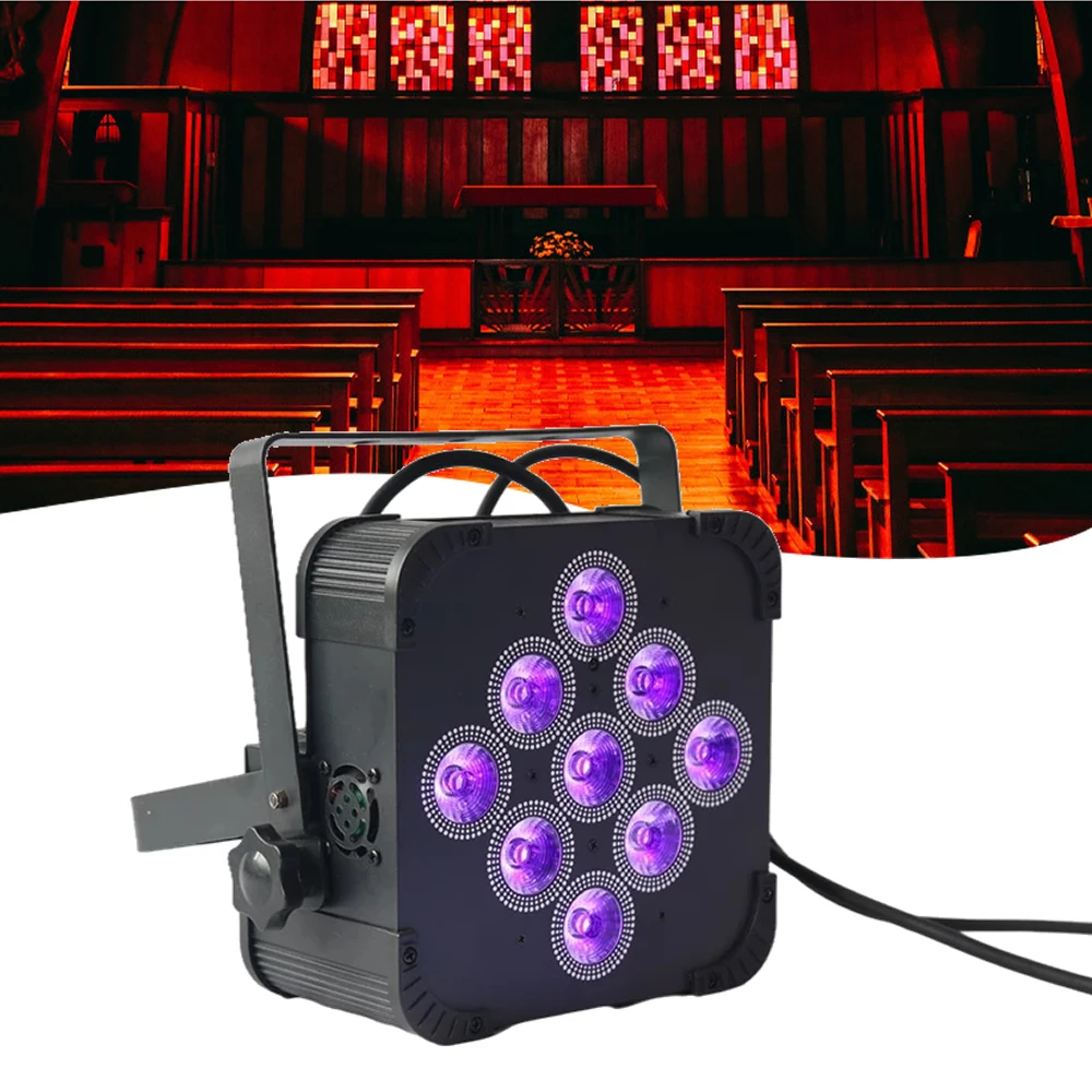 

9X18W 6in1 2.4G Wireless DMX Events Led Par Wedding Wash Lighting Fixtures Rgbaw Uv Dj Uplighs Battery Powered Led Light Bar