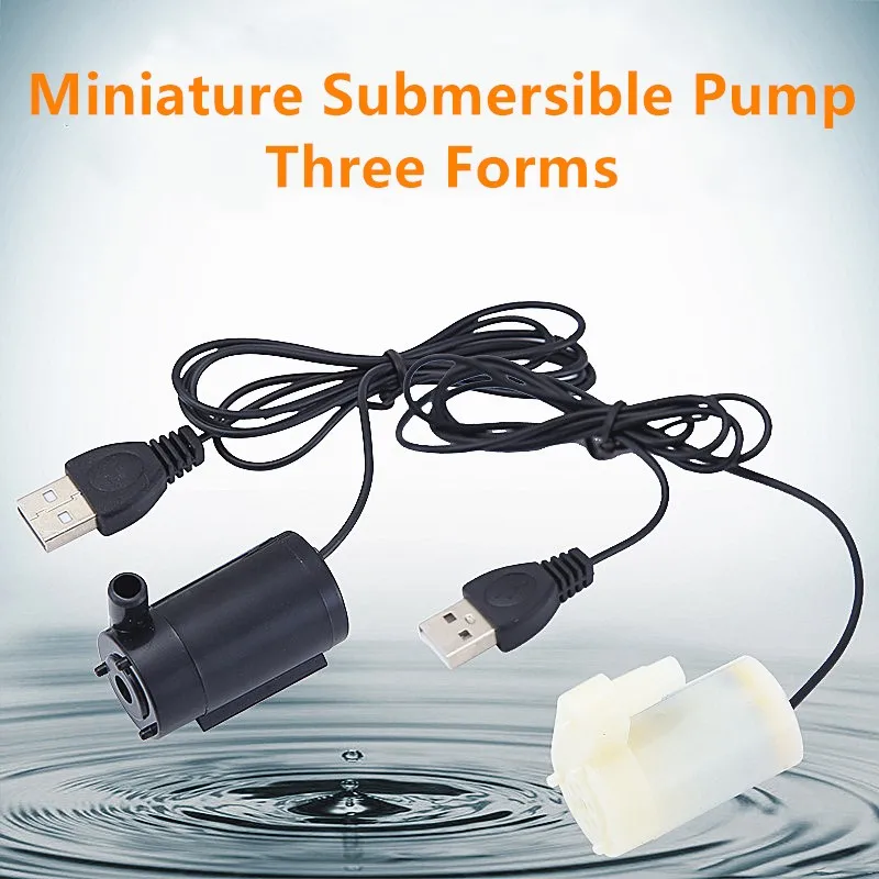 Bomba de agua de Motor sin escobillas de bajo ruido, USB, 5V, CC, 120L/H, Mini Micro sumergible, accesorios de decoración de jardín, 1 ud.