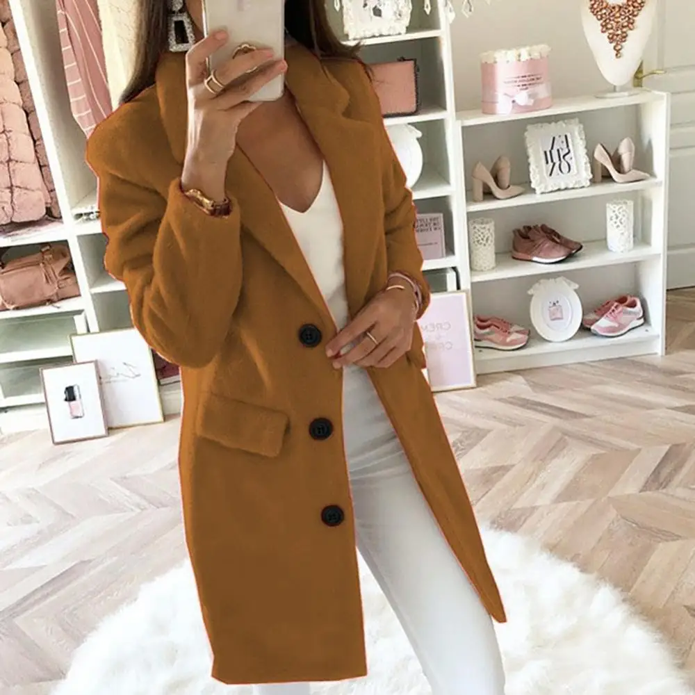 Manteaux et vestes femme grande taille 2020 Long laine chaud coréen élégant  Vintage manteau femme Cape couleur unie | AliExpress