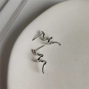 

POFUNUO Real 925 Sterling Silver Screw stud Earrings For Women Fashion Personalized Minimalist Purse Silver Niche Ear Studs 2020