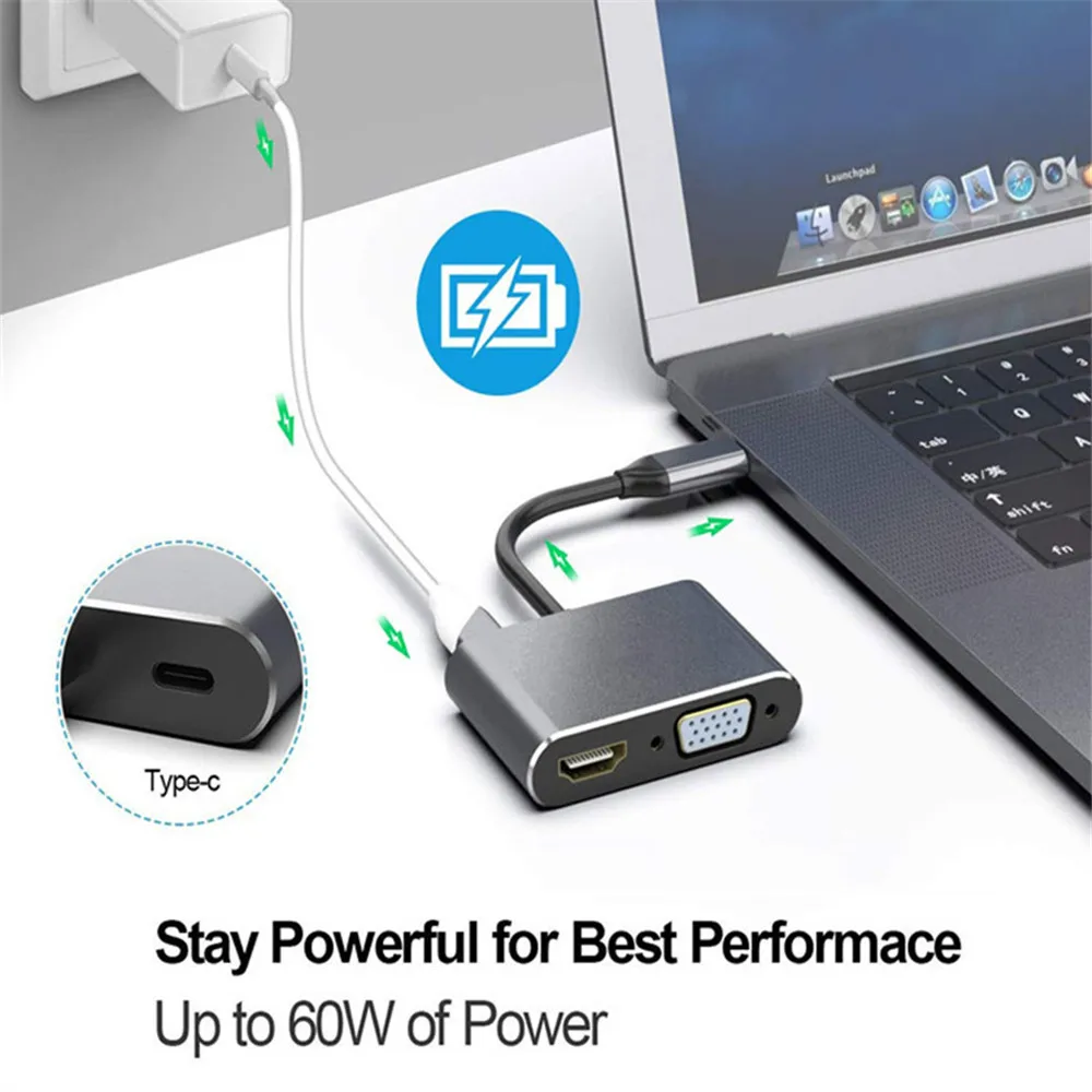 Tebe 4 в 1 USB C HDMI Тип c к HDMI 4 к адаптер VGA USB3.0 аудио видео конвертер PD 87 Вт быстрое зарядное устройство для Macbook samsung s9 s10