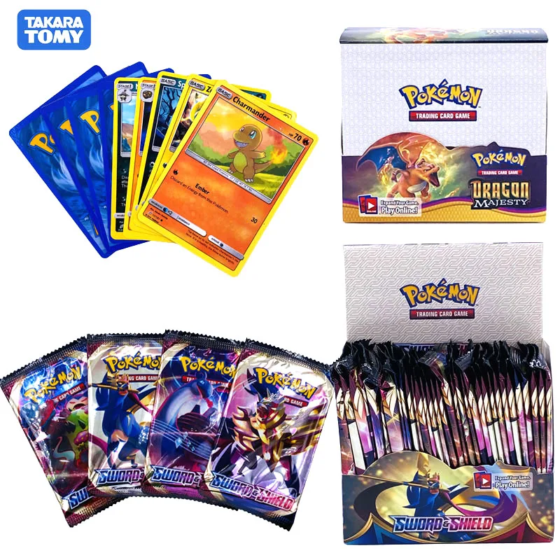 324pcs 15styles Pokemones card Collection English language Sword-shield Dragon majesty Trading Card Game A Box of 36 Bags | Игрушки и