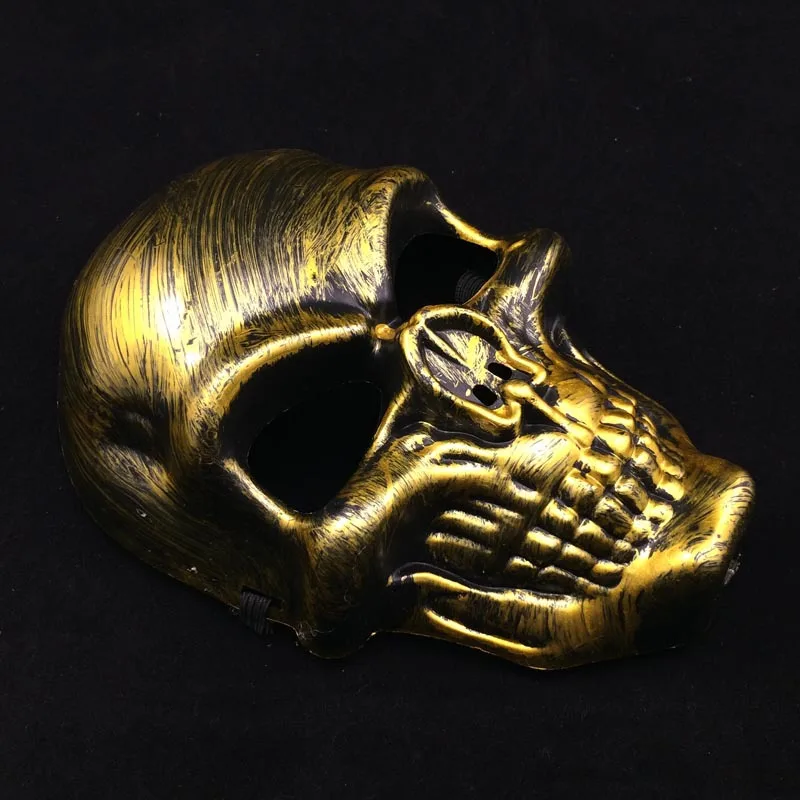 Хэллоуин страшный призрак маска-Череп Скелет античный клыки череп маска на Хеллоуин для косплея творческие Вечерние - Цвет: gold