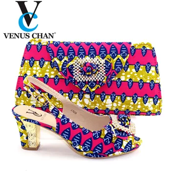 

High Quality African Shoes With Matching Bags Set Nigerian Women's Party Shoes and Bag Sets Pink Color Women Sandals And Bag