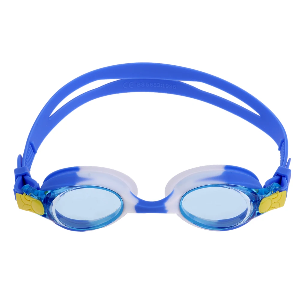 Водонепроницаемые силиконовые детские противотуманные очки для плавания с защитой от ультрафиолета, спортивные очки для плавания - Цвет: Blue White as descr