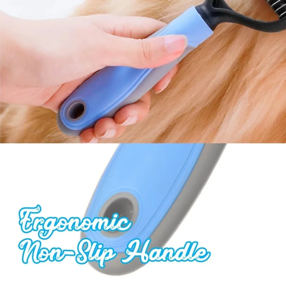 Open Knot Comb Dog Brush Grooming Pet Hair Removal Comb Double-Sided Stainless Steel Pet Hair  (5)