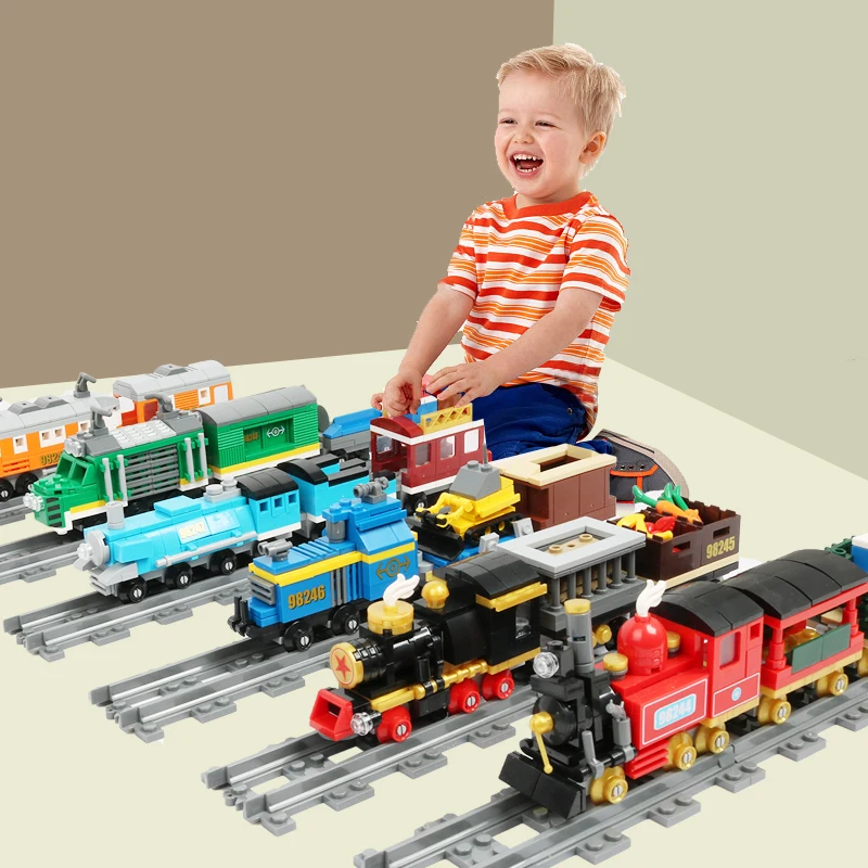 

City Train Track Building Blocks Compatible LegoINGLYs DIY Railway ModelBlocks City Construction Train Toys For Children Gifts