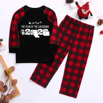 

Christmas Children Kids Print Tops And Pants Xmas Family Clothes Pajamas Long sleeve O-neck daily wear autumn winter new