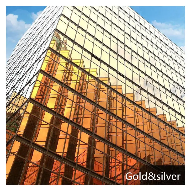 

40/50/60/70/80/90 x 600 Cm/Rolls Gold&silver Mirrored Self-adhesive Glass Film One Way Mirror Window Reflective Film Solar tint