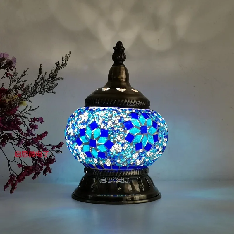 New Style E14 Hand-inlaid glass mosaic bedroom living room decorative Night Lamps of Mediterranean style Turkish Lamps