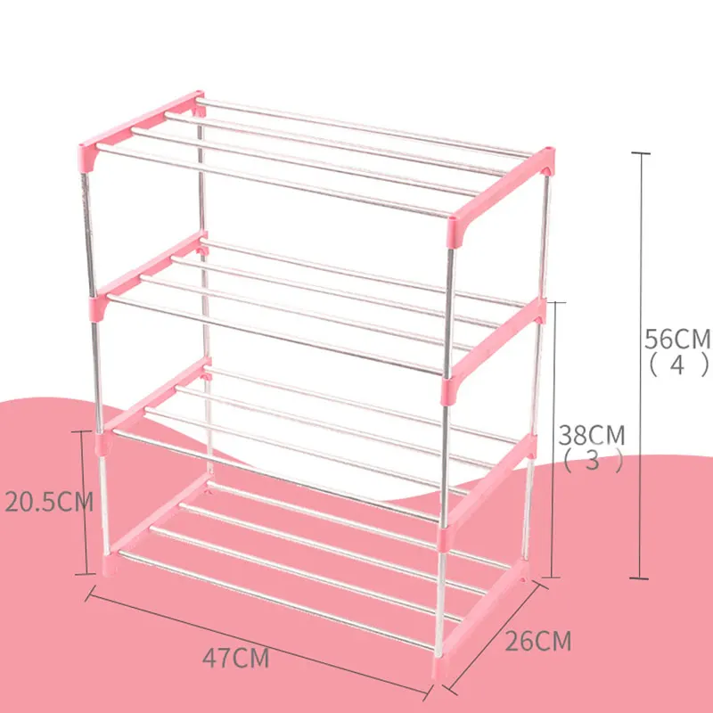 3/4 слой удобный многослойный Штабелируемый Шкаф Для Обуви компактный шкафчик для хранения обувной шкаф для хранения домашних запасов распродажа - Цвет: Розовый цвет