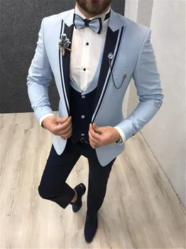 

Men Wedding Suits Costume Peak Lapel Single breasted 3 Pieces Men clothes Slim Fit Business Suits