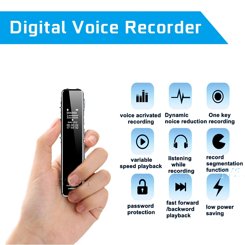 Spy Audio Recorder Voice Activated Listening Device Mini Microphone Sound MP3 