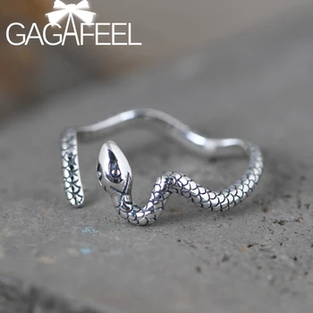 

GAGAFEEL Hip Hop Silver Snake Ring 925 Sterling Silver Open Ring for Women Punk Female Creative Design Rings Fine Jewelry