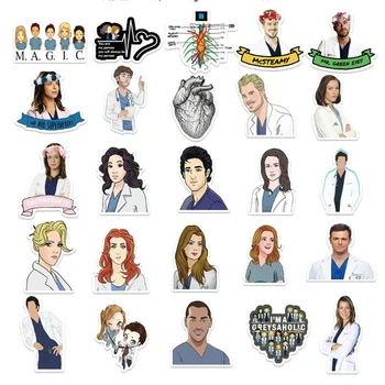

LL-121# American TV Grey's Anatomy Series 50/pcs PVC Sticker Travel Suitcase Bike Phone Sliding Plate Graffiti Styling