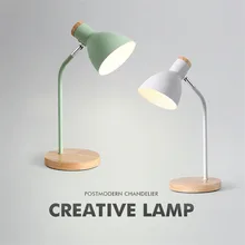 110 В 220 в E27 Настольная лампа с деревянным основанием 5 цветов металлический абажур лампа для прикроватной тумбочки спальня Регулируемая Чтение Книга настольная лампа домашнее освещение