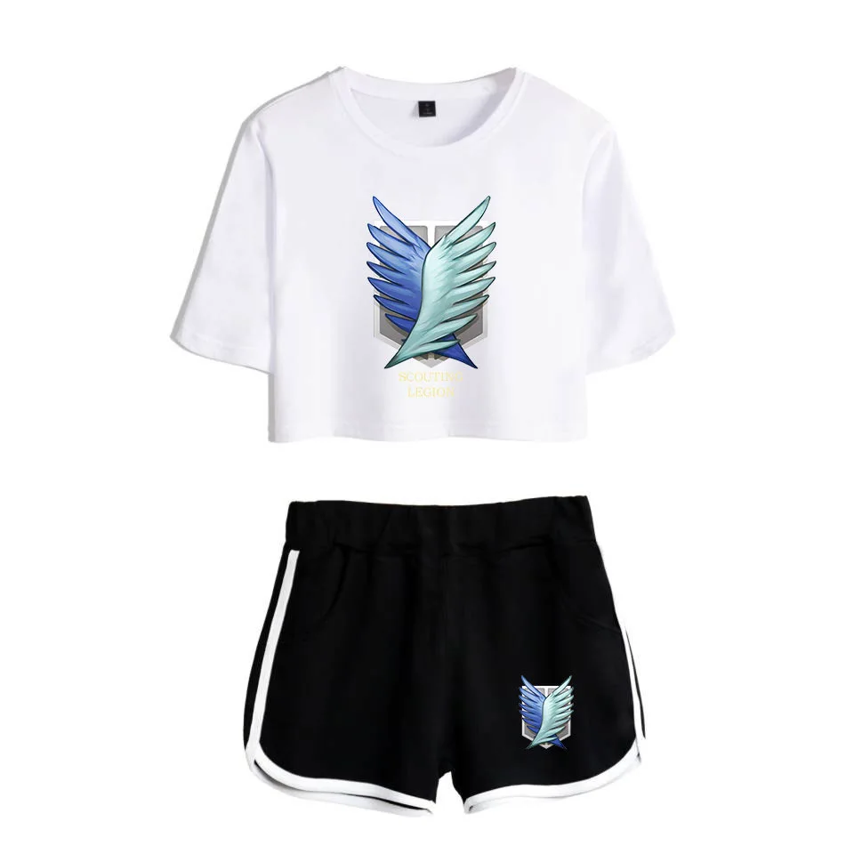COSREA Attack On Titan Cosplay Costume Survey Corps Logo Short Sleeve Shirt Sport Suits Girls Tees Shorts T Running Sets Women -Zentai shop online H06c31b39cf4543b2938af0a718b19c48p.jpg