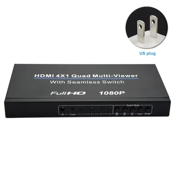 

1080P Remote Control Professional 4x1 Converter HDMI Quad Screen Splitter Multi-viewer LED Indicator Seamless Switch Gaming