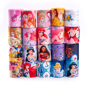 

Random set 10yds/lot 3'' 75mm cartoon princess printed grosgrain ribbon,each is 2y