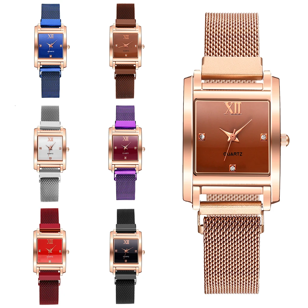 Хит, женские часы с магнитной пряжкой, квадратный чехол, Римский циферблат, роскошные женские кварцевые наручные часы, Relogio Feminino, для подарка