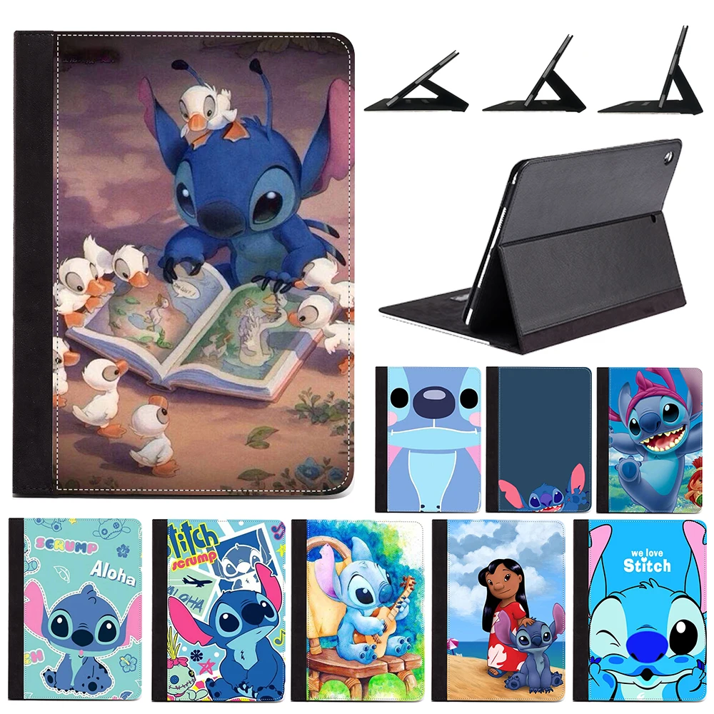 

Cute Cartoon Lilo & Stitch Fairy Tale Story PU Leather Case Stand Cover For Apple iPad Air 1 2 9.7" 5th 2017 6th 2018 Generation
