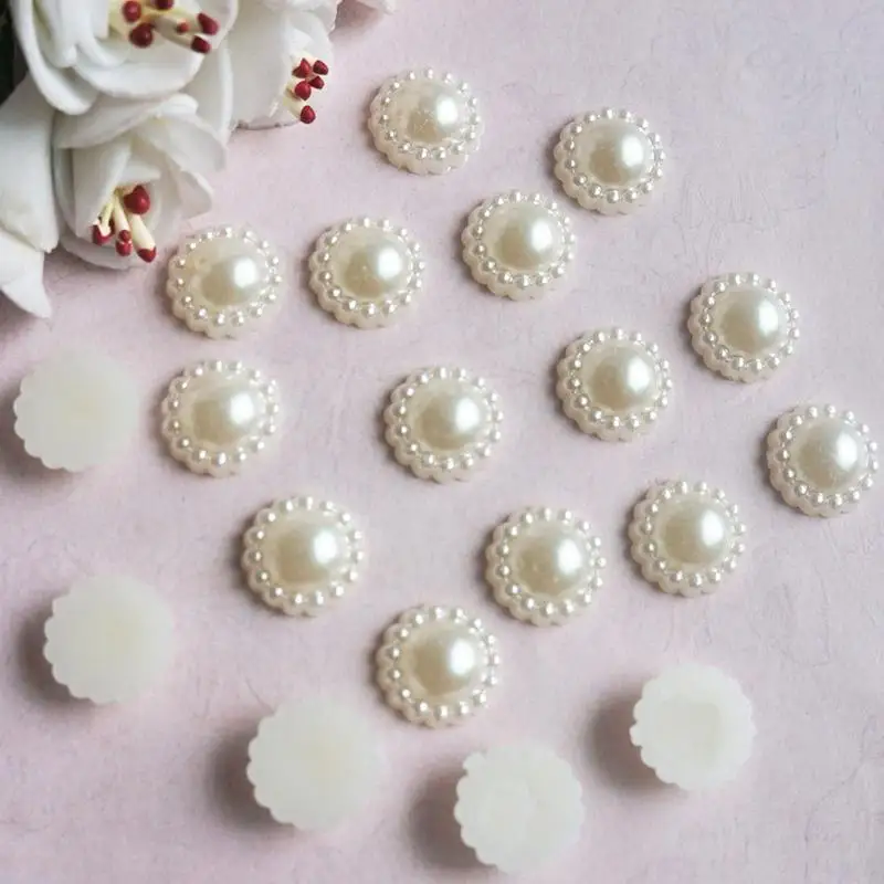 

Sale 100Pcs White Ivory Faux Pearl Flower Beads Cellphone Wedding Embellishment DIY Charm Jewelry Making Jewelry Accessories