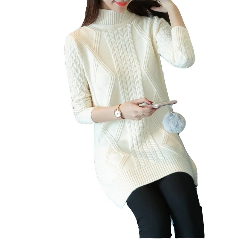 Half-Neck Sweater Women's Autumn Winter New Fashion Long Sleeve Top Female Twist Jacket Medium Thicken Warm Clothing | Женская