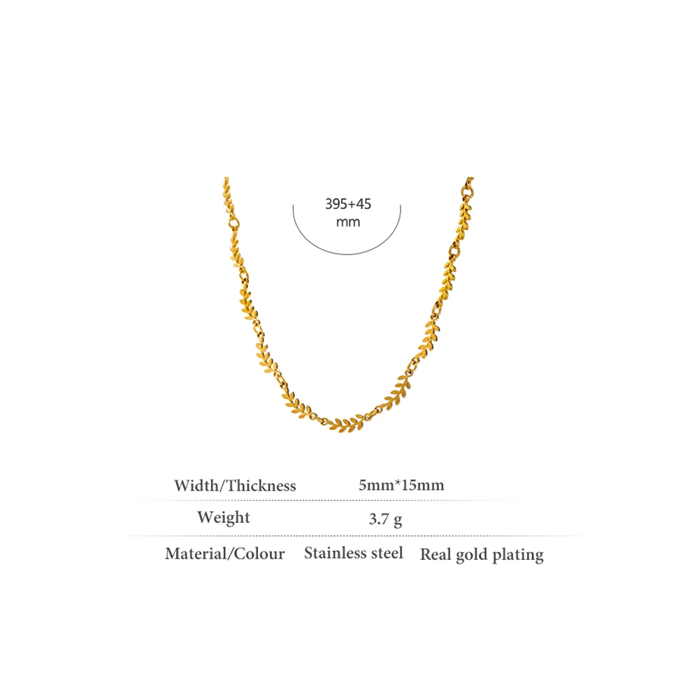 Fashion Stainless Steel Leaves Chain Necklace for Women - Image 6