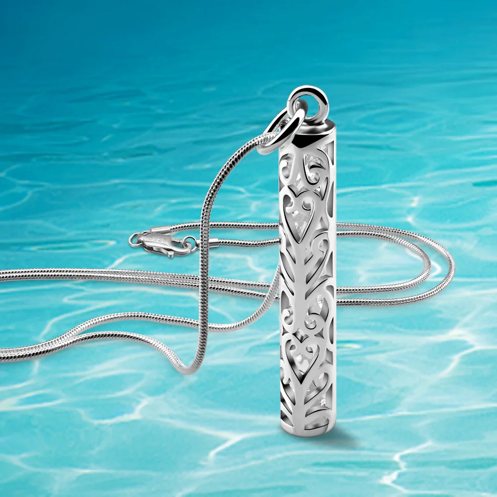 

Popular jewelry 925 sterling silver necklace for men women simple exquisite cylindrical pendant snake chain couple necklace gift