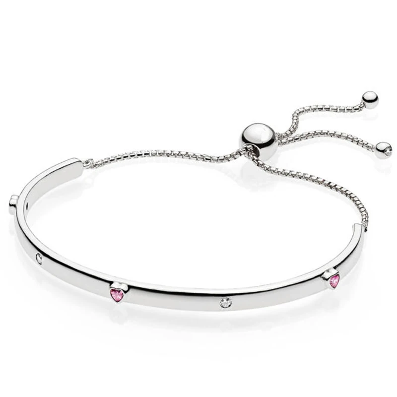 Аутентичный 925 пробы серебряный браслет взрыв любви шар застежка Регулировка браслета подходит для женщин шарик шарм Diy ювелирные изделия
